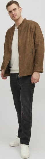 Jack & Jones Rocky Urban Rider Leather Jacket Brown - Didelės vyriškos striukės - Didelės vyriškos striukės