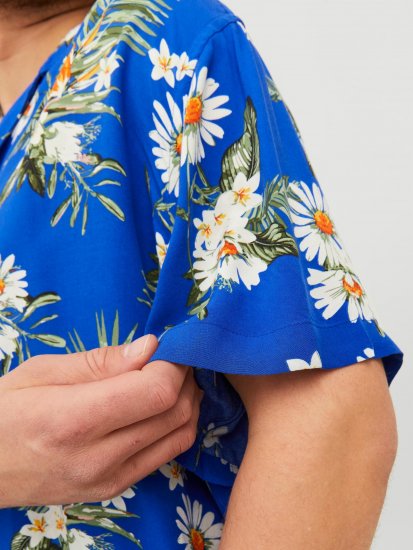 Jack & Jones JORLUKE FLORES Resort Shirt Nautical Blue - Marškiniai - Marškiniai - 2XL-8XL