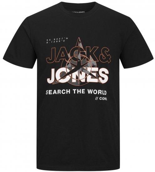 Jack & Jones JCOHUNT T-Shirt Black - Marškinėliai - Marškinėliai - 2XL-14XL