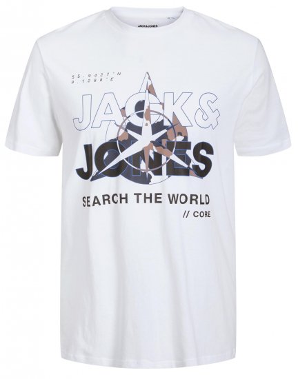 Jack & Jones JCOHUNT T-Shirt White - Marškinėliai - Marškinėliai - 2XL-14XL