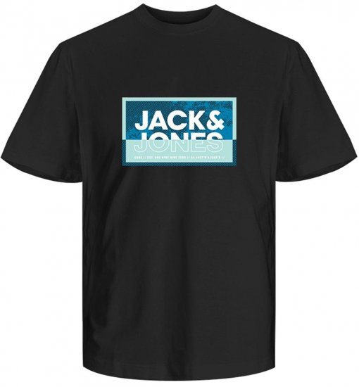 Jack & Jones JCOLOGAN SUMMER PRINT T-Shirt Black - Marškinėliai - Marškinėliai - 2XL-14XL