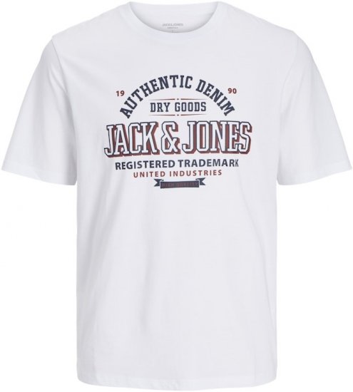 Jack & Jones JJELOGO O-Neck T-Shirt White - Marškinėliai - Marškinėliai - 2XL-14XL