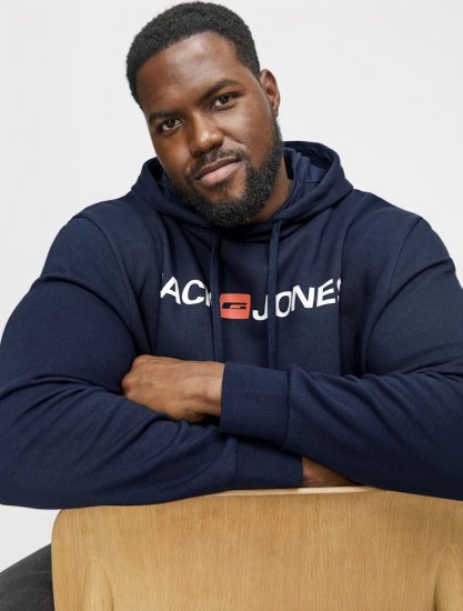 Jack & Jones CORP OLD LOGO REG FIT Hoodie Navy Blazer - Megztiniai ir džemperiai - Megztiniai ir Džemperiai - 2XL-14XL