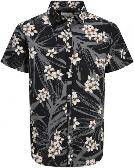 Jack & Jones Hawaii AOP Shirt Black - Marškiniai - Marškiniai - 2XL-8XL