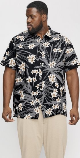 Jack & Jones Hawaii AOP Shirt Black - Marškiniai - Marškiniai - 2XL-8XL