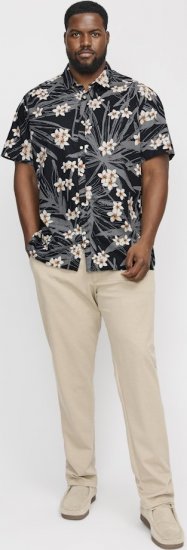 Jack & Jones Hawaii AOP Shirt Black - Marškiniai - Marškiniai - 2XL-8XL