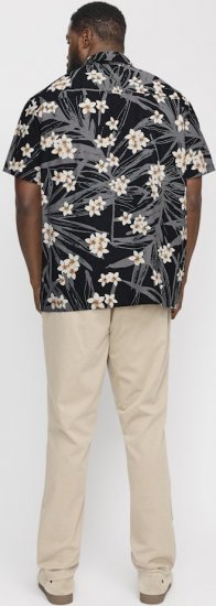 Jack & Jones Hawaii AOP Shirt Black - Marškiniai - Marškiniai - 2XL-8XL