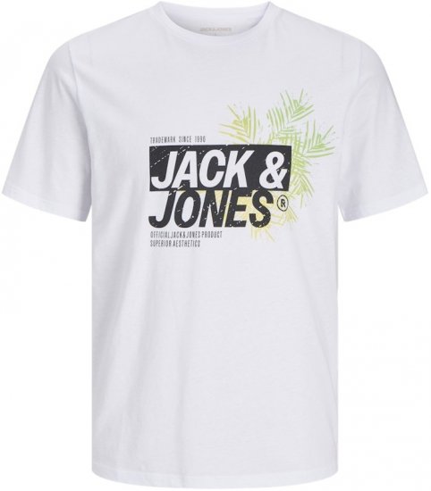  Jack & Jones Jaxon Crew Neck T-Shirt White - Marškinėliai - Marškinėliai - 2XL-14XL