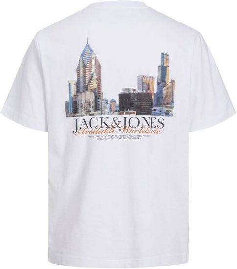 Jack & Jones Boston Photo Crew Neck T-Shirt Bright White - Marškinėliai - Marškinėliai - 2XL-14XL