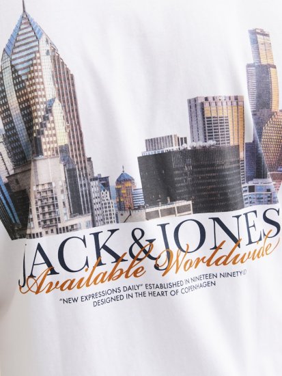 Jack & Jones Boston Photo Crew Neck T-Shirt Bright White - Marškinėliai - Marškinėliai - 2XL-14XL