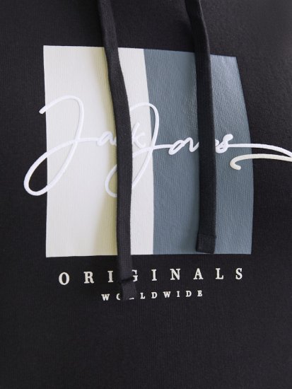Jack & Jones Frederiksberg Box Script Hoodie Black - Megztiniai ir džemperiai - Megztiniai ir Džemperiai - 2XL-14XL