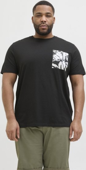 Jack & Jones Split Pocket Print T-Shirt Black - Marškinėliai - Marškinėliai - 2XL-14XL