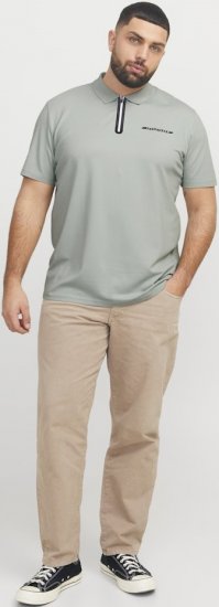 Jack & Jones Fusion Pique Zipper Polo Green/Blue - Polo marškinėliai - Polo marškinėliai - 2XL-8XL