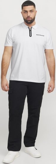 Jack & Jones Fusion Pique Zipper Polo Bright White - Polo marškinėliai - Polo marškinėliai - 2XL-8XL