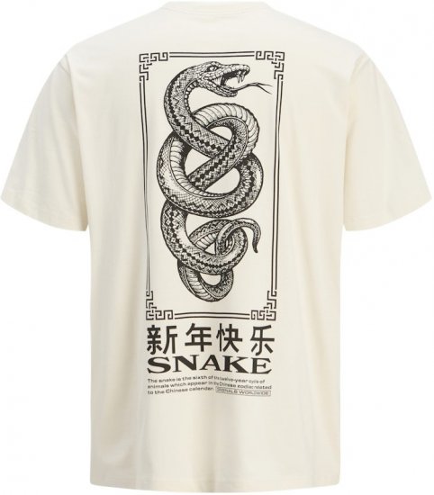 Jack & Jones Snake Crew Neck T-Shirt Antique White - Marškinėliai - Marškinėliai - 2XL-14XL