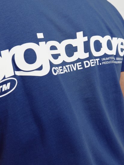 Jack & Jones Union Front & Back Print Crew Neck T-Shirt Beaucoup Blue - Marškinėliai - Marškinėliai - 2XL-14XL