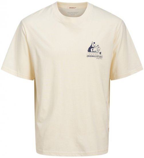 Jack & Jones Bellagio Collage Crew Neck T-Shirt Antique White - Marškinėliai - Marškinėliai - 2XL-14XL