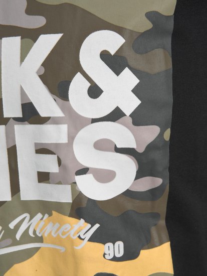 Jack & Jones JJPETE SHAPE Camo Print T-Shirt Black - Marškinėliai - Marškinėliai - 2XL-14XL