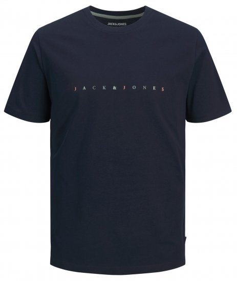 Jack & Jones JJFONT T-Shirt Navy - Marškinėliai - Marškinėliai - 2XL-14XL