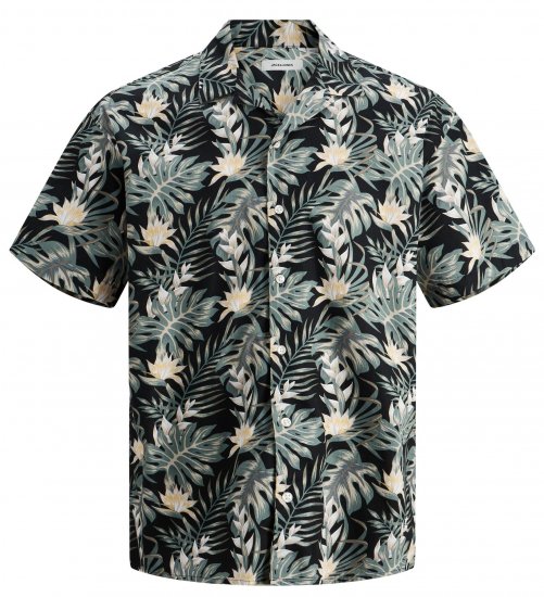 Jack & Jones JJCOASTAL RESORT Floral Shirt Black - Marškiniai - Marškiniai - 2XL-8XL