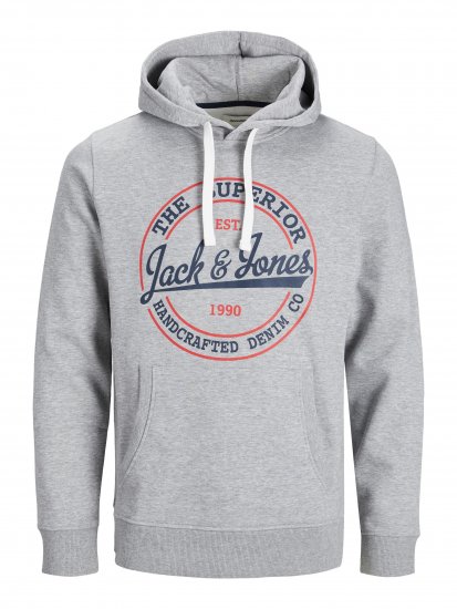 Jack & Jones JJBRAT SWEAT Hoodie Light Grey - Megztiniai ir Džemperiai - Megztiniai ir Džemperiai - 2XL-14XL