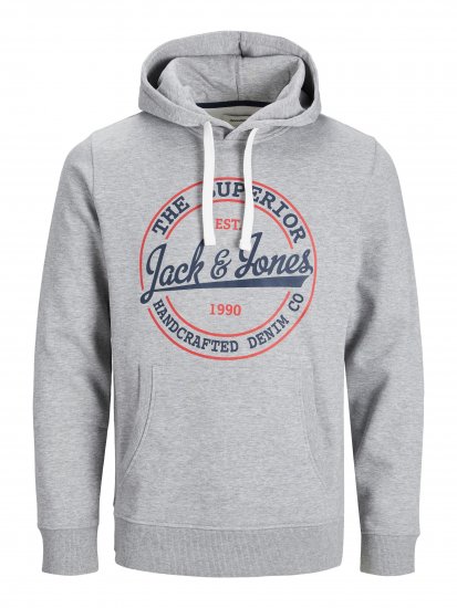Jack & Jones JJBRAT SWEAT Hoodie Light Grey - Megztiniai ir džemperiai - Megztiniai ir Džemperiai - 2XL-14XL