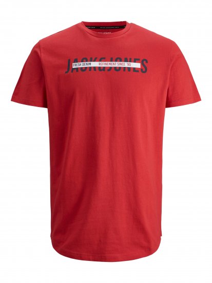 Jack & Jones JJTEO T-Shirt Red - Marškinėliai - Marškinėliai - 2XL-14XL