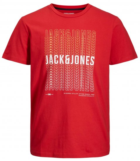 Jack & Jones JJCYBER T-Shirt Red - Marškinėliai - Marškinėliai - 2XL-14XL