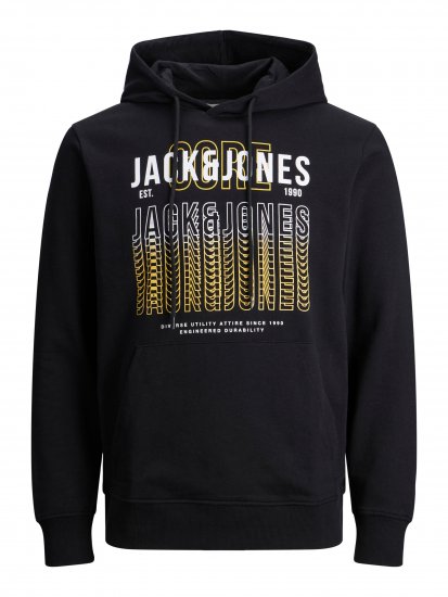 Jack & Jones JJCYBER SWEAT Hoodie Black - Megztiniai ir džemperiai - Megztiniai ir Džemperiai - 2XL-14XL
