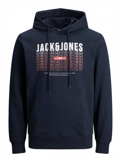 Jack & Jones JJCYBER SWEAT Hoodie Navy - Megztiniai ir džemperiai - Megztiniai ir Džemperiai - 2XL-14XL