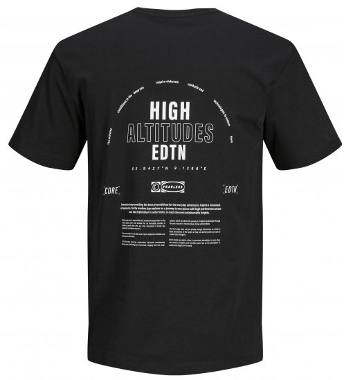 Jack & Jones JCOEDTN T-Shirt with Back Print Black - Marškinėliai - Marškinėliai - 2XL-14XL