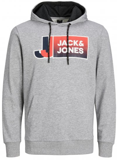 Jack & Jones JCOLOGAN Hoodie Light Grey Melange - Megztiniai ir džemperiai - Megztiniai ir Džemperiai - 2XL-14XL