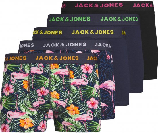 Jack & Jones JACPINK FLAMINGO TRUNKS 5 PACK Navy Blazer - Apatinis trikotažas ir plaukimo apranga - Apatinis trikotažas - 2XL-8XL
