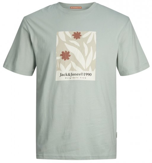 Jack & Jones JORMARBELLA AOP BRANDING T-Shirt Gray Mist - Marškinėliai - Marškinėliai - 2XL-14XL