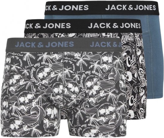 Jack & Jones Damon Skull Trunks 3-Pack Black - Apatinis trikotažas ir Plaukimo apranga - Apatinis trikotažas - 2XL-8XL