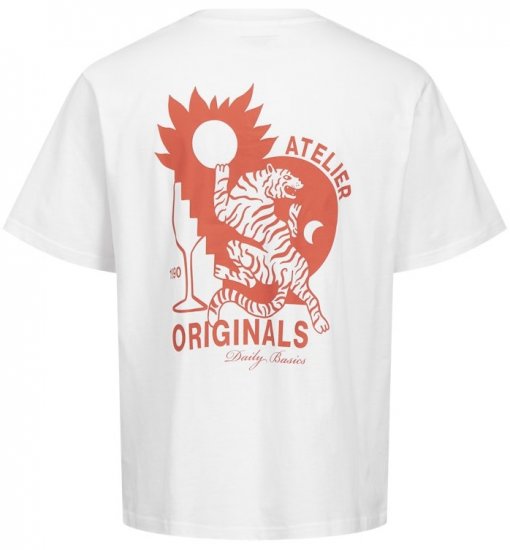  Jack & Jones Bellagio Collage Crew Neck T-Shirt Bright White - Marškinėliai - Marškinėliai - 2XL-14XL