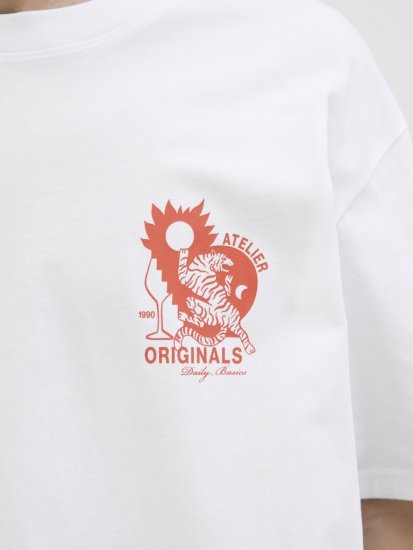  Jack & Jones Bellagio Collage Crew Neck T-Shirt Bright White - Marškinėliai - Marškinėliai - 2XL-14XL