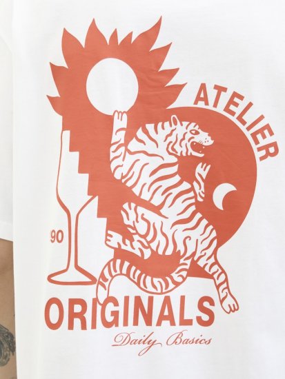  Jack & Jones Bellagio Collage Crew Neck T-Shirt Bright White - Marškinėliai - Marškinėliai - 2XL-14XL