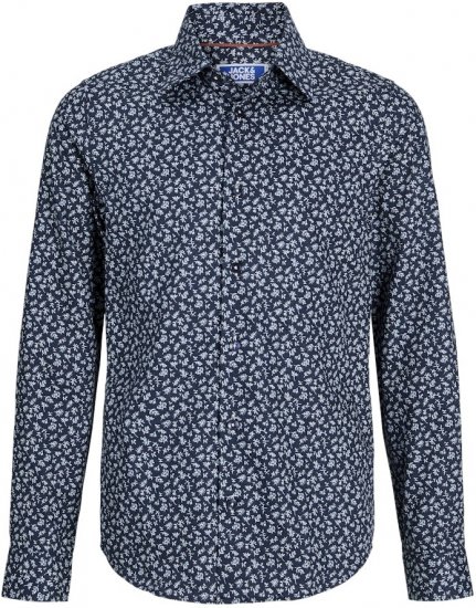 Jack & Jones BARNES Printed Dobby Long Sleeve Shirt Blue - Marškiniai - Marškiniai - 2XL-8XL