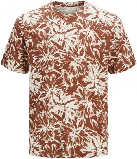 Jack & Jones Split AOP Crew Neck T-Shirt Brown - Marškinėliai - Marškinėliai - 2XL-14XL