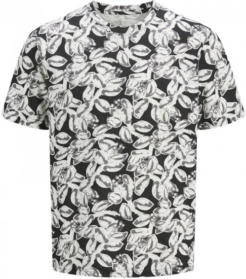 Jack & Jones Split AOP Crew Neck T-Shirt Black - Marškinėliai - Marškinėliai - 2XL-14XL