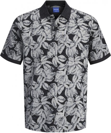 Jack & Jones Split AOP Print Polo Black - Polo marškinėliai - Polo marškinėliai - 2XL-8XL