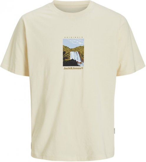 Jack & Jones Split Front Graphic Crew Neck T-Shirt Antique White - Marškinėliai - Marškinėliai - 2XL-14XL