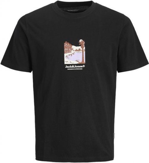 Jack & Jones Split Front Graphic Crew Neck T-Shirt Black - Marškinėliai - Marškinėliai - 2XL-14XL
