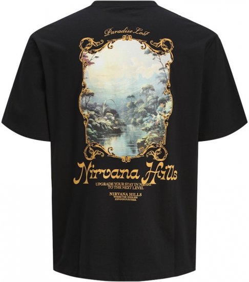 Jack & Jones Parallel Crew Neck T-Shirt Black - Marškinėliai - Marškinėliai - 2XL-14XL