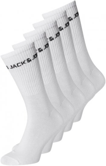 Jack & Jones BASIC LOGO Tennis Socks 5-Pack White - Apatinis trikotažas ir plaukimo apranga - Apatinis trikotažas - 2XL-8XL