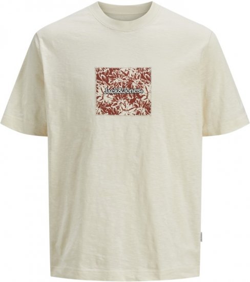 Jack & Jones Split Branding AOP Crew Neck T-Shirt Antique White - Marškinėliai - Marškinėliai - 2XL-14XL