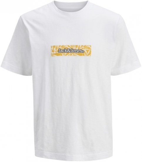 Jack & Jones Split Branding AOP Crew Neck T-Shirt Bright White - Marškinėliai - Marškinėliai - 2XL-14XL