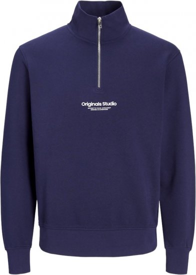 Jack & Jones Esterbro High Neck Quarter Zip Sweatshirt Ocean Cavern - Megztiniai ir džemperiai - Megztiniai ir Džemperiai - 2XL-14XL