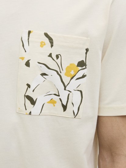  Jack & Jones Tavira Aop Pocket Crew Neck T-Shirt Antique White - Marškinėliai - Marškinėliai - 2XL-14XL